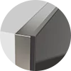 Icon of a brushed stainless side trim for a kitchen TV.