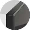 Previerw of a black side trim for a kitchen TV.