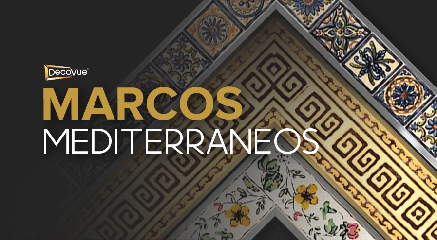 Marcos mediterráneos con un fondo colorido.