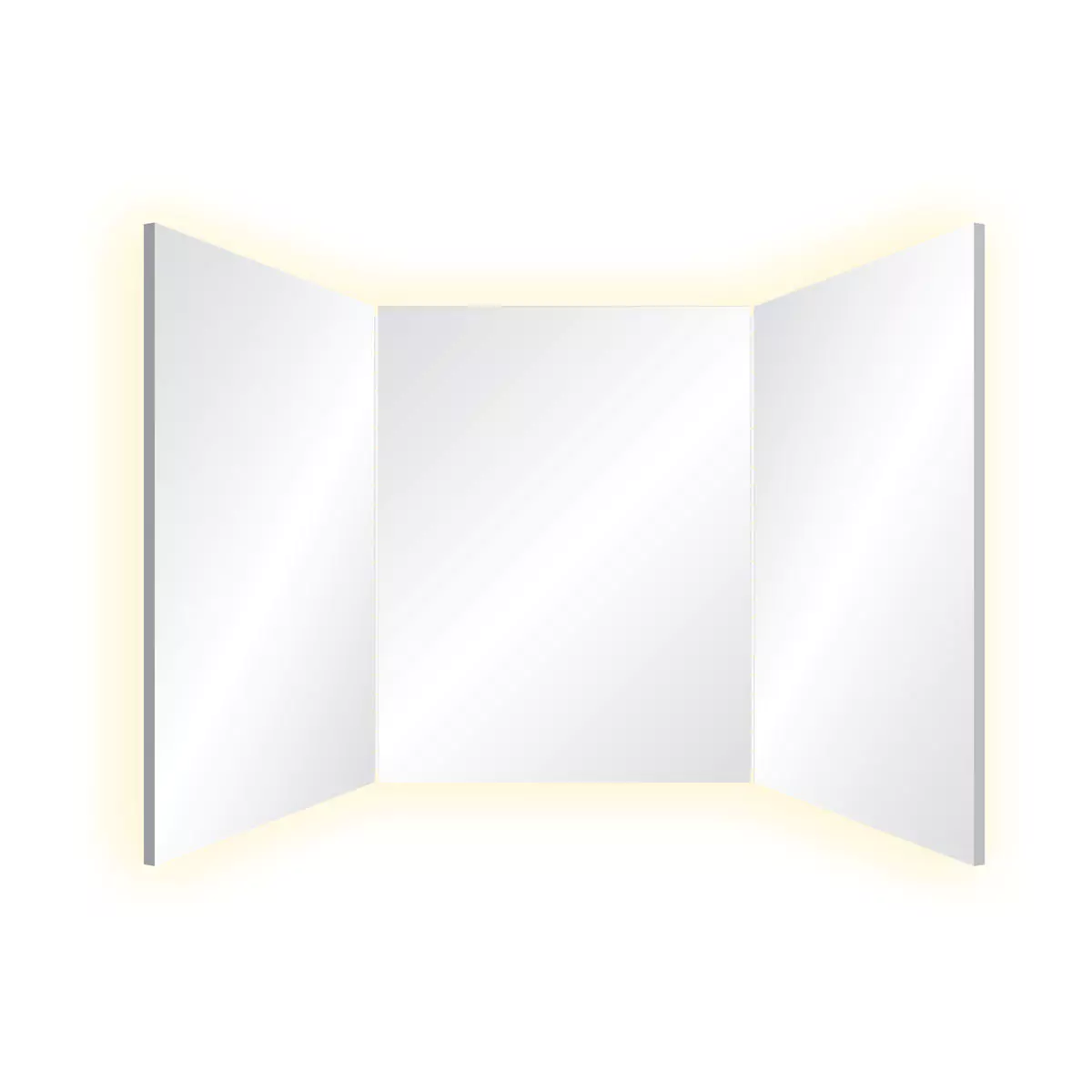 Ajman mirrors with trifold lights placed in a chalky area show the extensive range for any space.