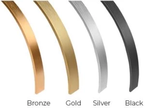 Bronze, gold, silver, and black brushed aluminum frames of a lighted mirror in United Arab Emirates.