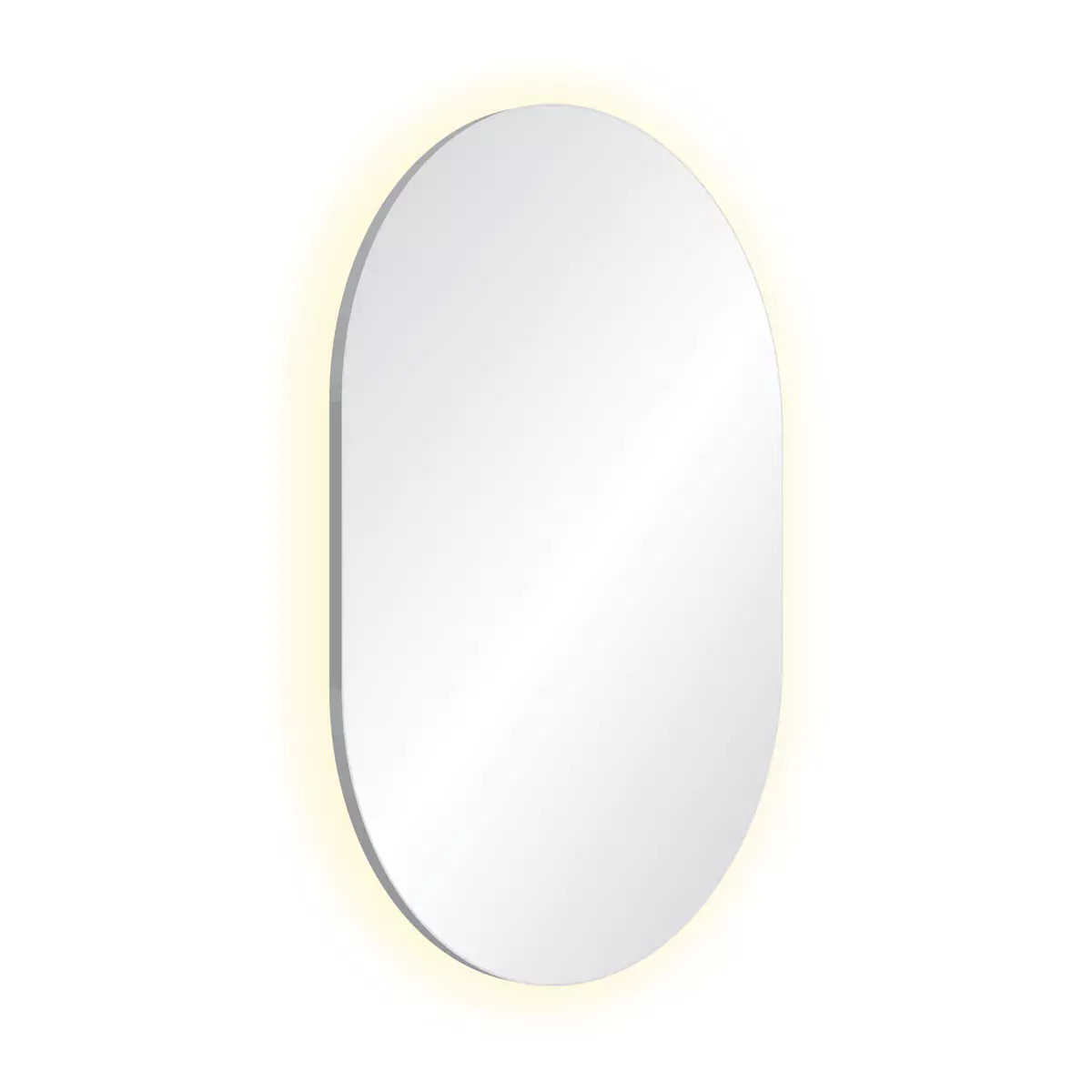 An oval shaped mirror with led lights that makes a basic white surface appear stunning from Sharjah.