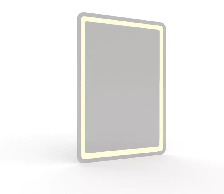 Grand Mirrors Lux an energy efficient mirror with round edges in a white background in Dubai.