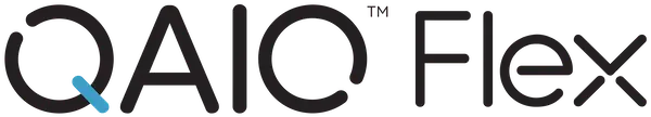QAIO Flex logo in black.