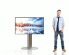 A man standing next to a TV stand icon.